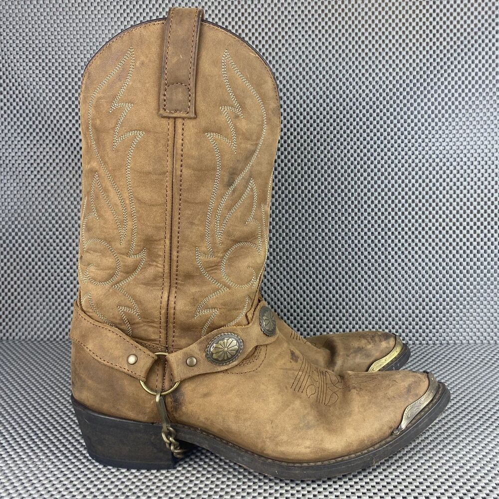 Vintage Masterson Boot co Cowboy Boots Mens 8.5 EW Brown Leather Western RB918